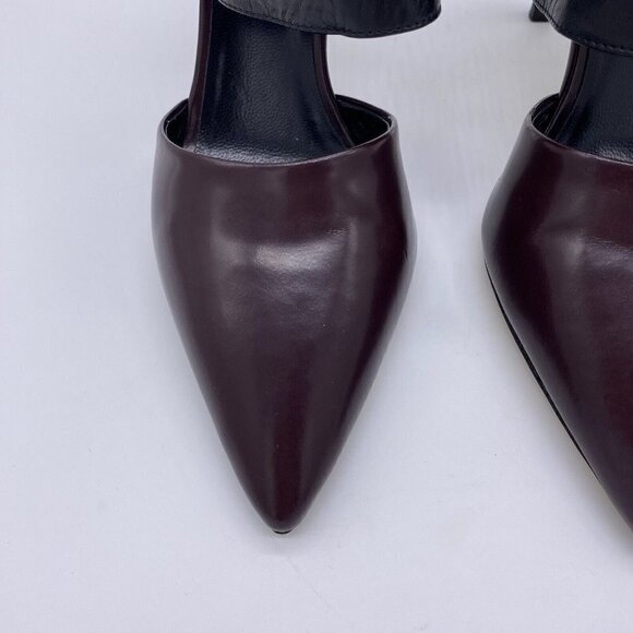 M. Gemi The Cima Pointed Toe Pumps Black Burgundy Leather Heels - Picture 4 of 12